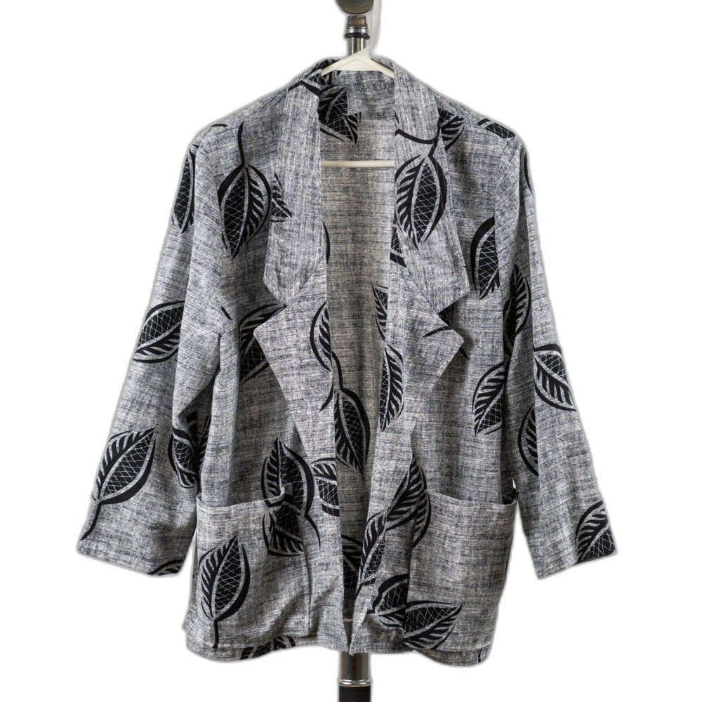 Black and grey lightweight handmade outwear blouse size 2XL